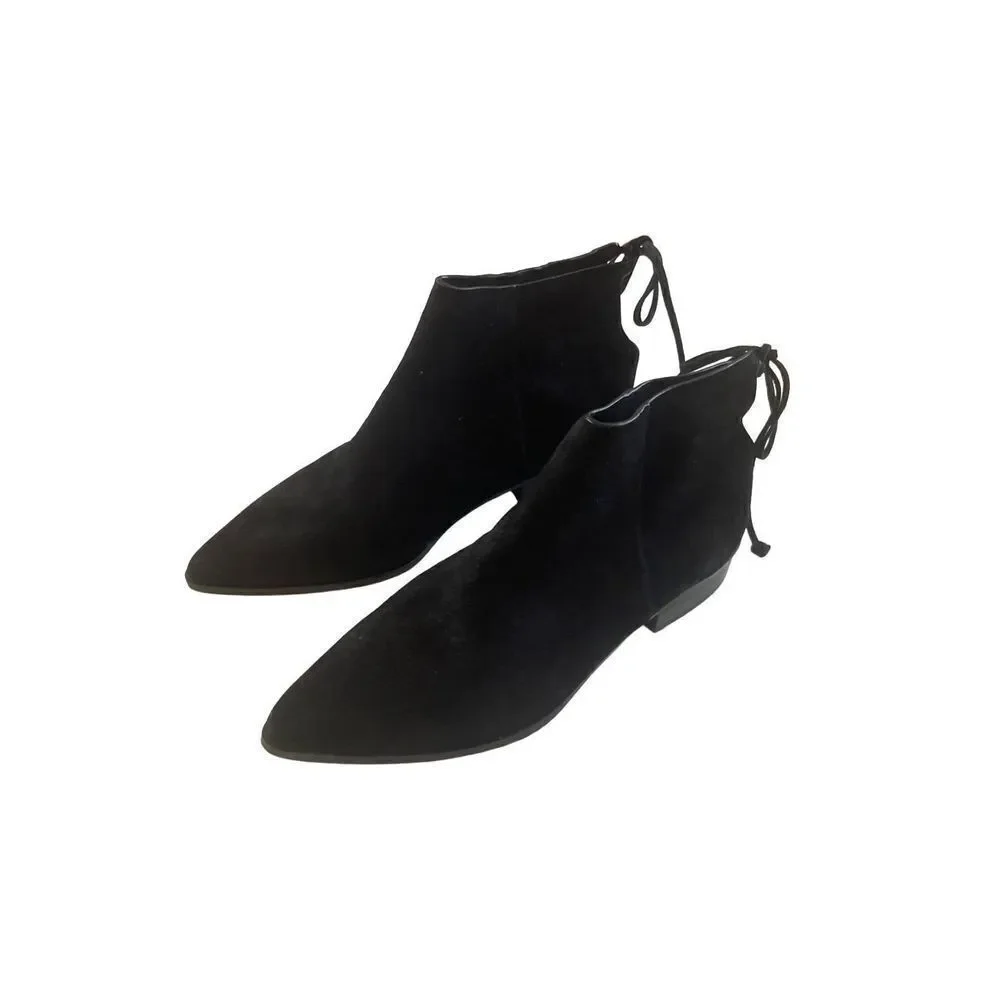Splendid Womens Black Niva Lace Pointed Toe Low Heels Ankle Boot Shoes Size 6.5 - Picture 1 of 5